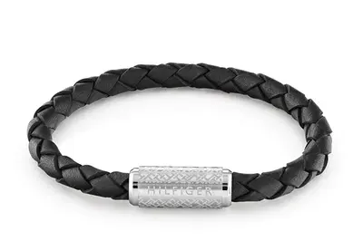Tommy Hilfiger Elegante Bracciale In Pelle Nera 2790479