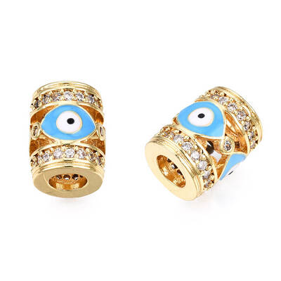 Brass Micro Pave Cubic Zirconia Beads