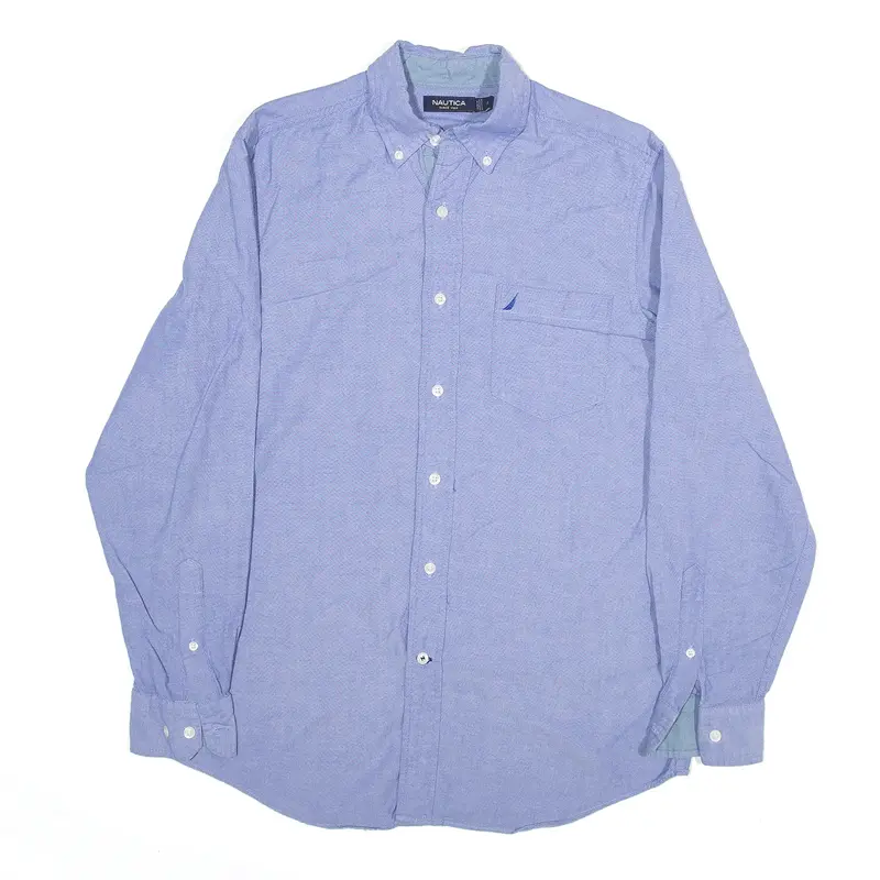 NAUTICA Plain Shirt Blue Long Sleeve Mens S