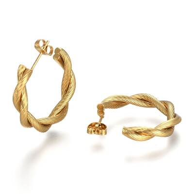 304 Stainless Steel Half Hoop Earrings