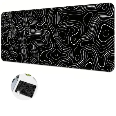 Terrain Line Contour Design Gaming Mouse Pad, 1 Count Anti-slip Washable Enlarged Mouse Pad, Fashion Desk Decorative Pad for...