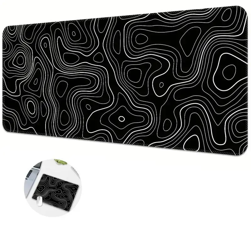 Terrain Line Contour Design Gaming Mouse Pad, 1 Count Anti-slip Washable Enlarged Mouse Pad, Fashion Desk Decorative Pad for...