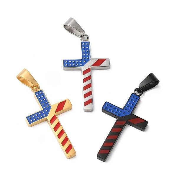 Independence Day PVD Vacuum Plating 304 Stainless Steel Enamel Pendants