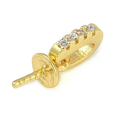 Brass Micro Pave Clear Cubic Zirconia Peg Bails Pendants
