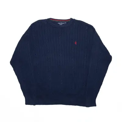 NAUTICA Blue Cable Knit Jumper Mens XL