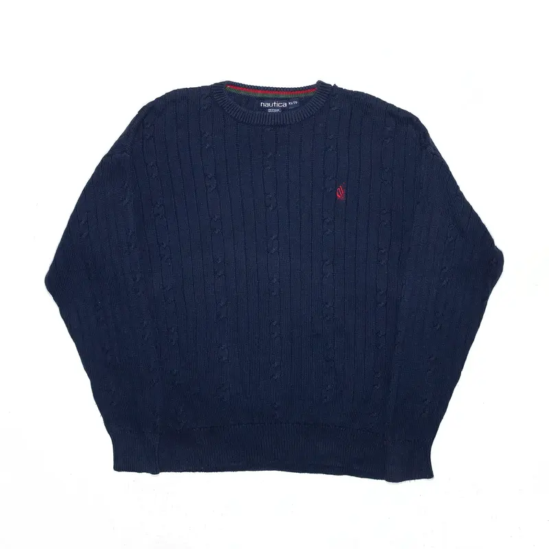 NAUTICA Blue Cable Knit Jumper Mens XL