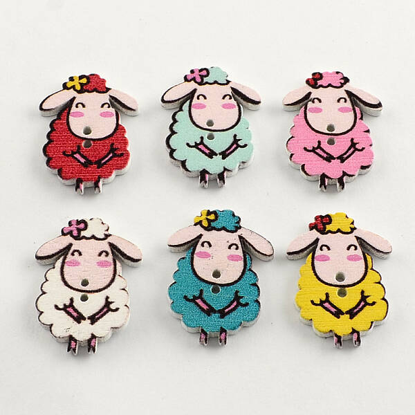 2-Hole Printed Wooden Buttons