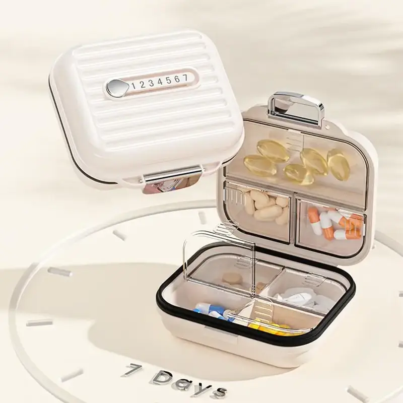 Portable Pill Box, 7 Grid Sub-packaging Pills Sealed Storage Box, Simple Moisture-proof Medicine Storage Box, Vitamin & Pill ...