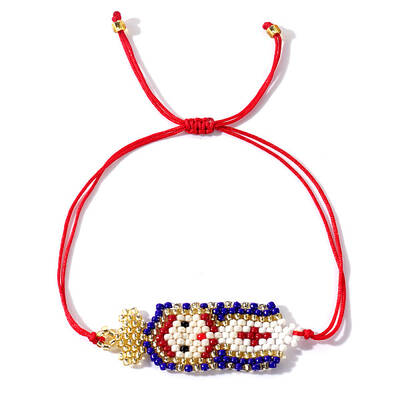 Imported Handwoven Rice Bead Bracelet with Cute Cartoon Girl Pattern
