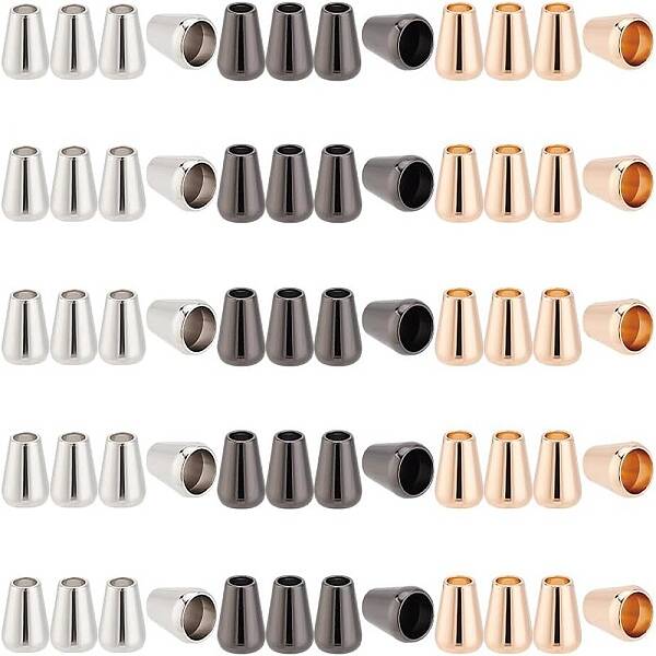 60Pcs 3 Colors Zinc Alloy Cord Ends