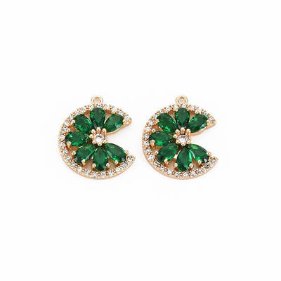 Brass Micro Pave Cubic Zirconia Charms