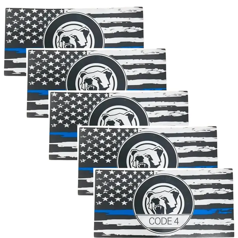 10 Packs Thin Blue Line Sticker - Code 4, Thin Line Flag Car Decal, Police Support Stickers - American Flag Thin Blue Line De...