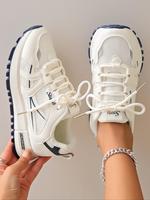 Women's Fashionable Letter & Striped Pattern Lace Up Low Top Sneakers, Casual Fall Shoes Designer Shoes Comfortable Breathabl...