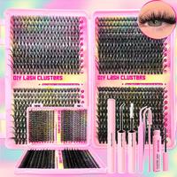 Eyelash Extension Kit, Natural Look Mixed Fake Lashes, Dense Look Faux Eyelash Clusters for Different Make-up Styles, Suitabl...
