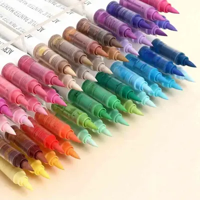 Acrylic Paint Marker Pen, 9 Colors/set Quick-drying Waterproof Acrylic Paint Marker, Soft Brush Tip Acrylic Markers for Canva...