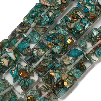 Dyed Natural Imperial Jasper with Resin Beads Strands
