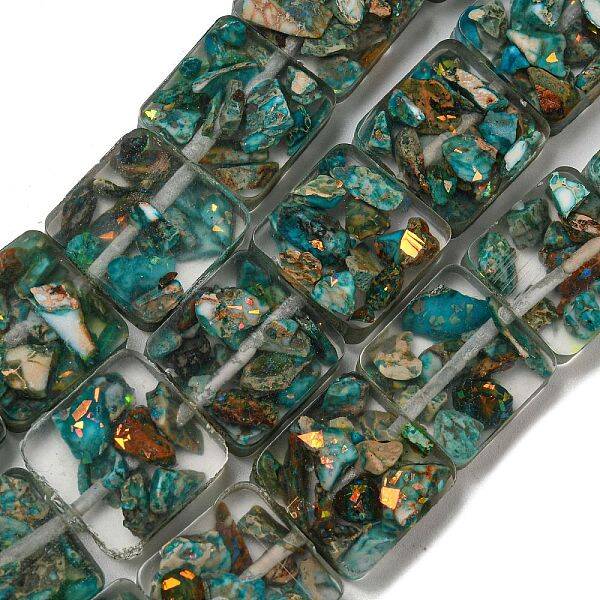 Dyed Natural Imperial Jasper with Resin Beads Strands