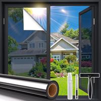 [New Deal] One Way Window Privacy Film,17.5 Inches Wide x 6.5 Feet Tall, Reflective Mirror Glass Window Coverings Heat UV Blo...