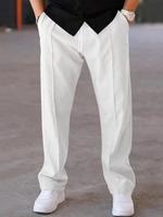 Men's Solid Color Elastic Waist Pants, Regular Fit Casual Comfy Trousers for Daily Wear, Men's Bottoms for All Seasons