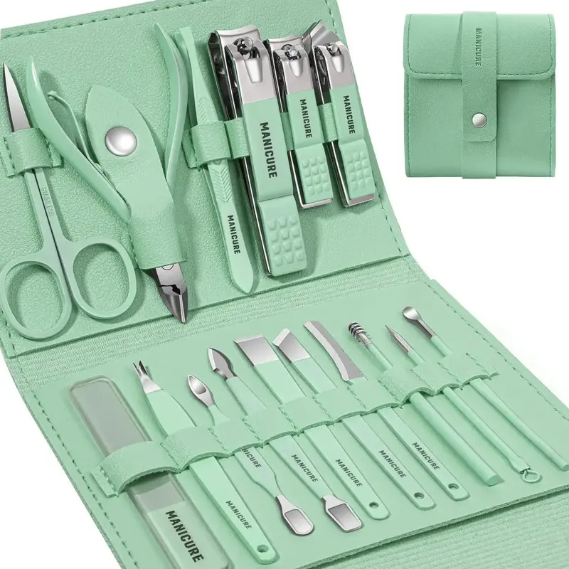 Manicure Set Nail Clippers set Pedicure Kit 16 Pieces Stainless Steel Manicure Kit,manicure and pedicure kit Professional Gro...