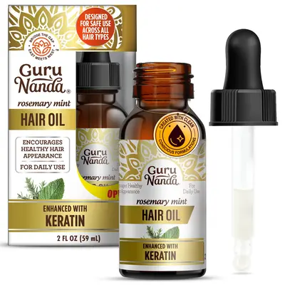 2oz Travel Pack - GuruNanda Rosemary Mint for Hair Growth with Keratin & Vitamin E Oil - Encourages Scalp Shine & Hair Streng...
