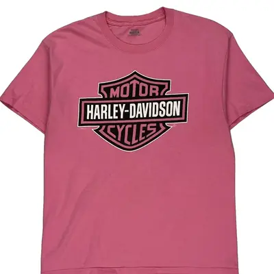 Harley-Davidson Hanes Graphic T-Shirt - Large Pink Cotton