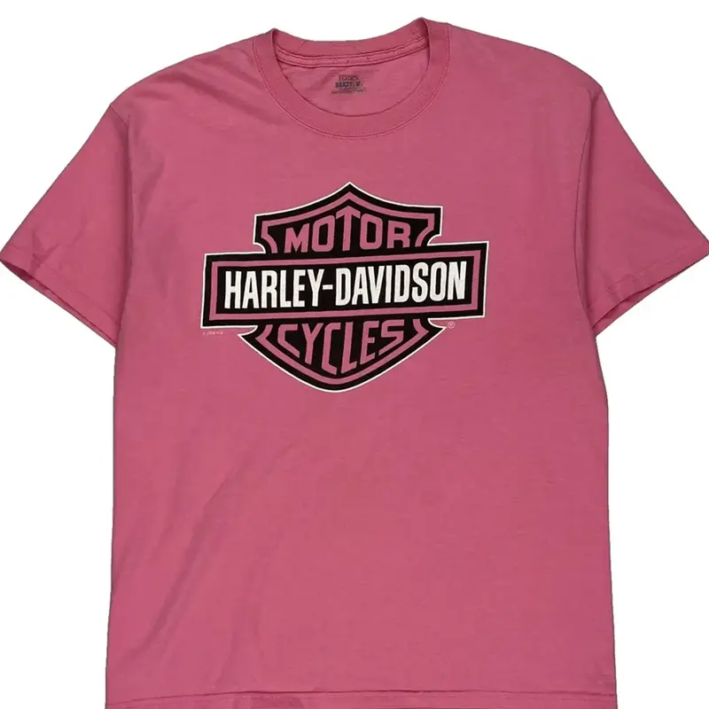 Harley-Davidson Hanes Graphic T-Shirt - Large Pink Cotton