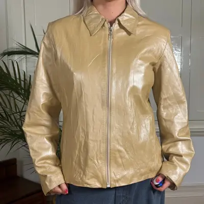 Conbipel Leather Jacket - Large Beige Leather