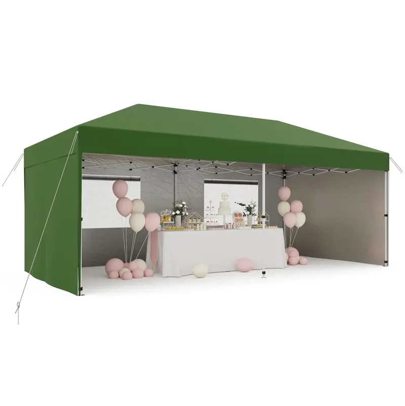 Garvee 10'x20' Pop-Up Canopy Tent - 210D Oxford Fabric Portable Instant Commercial Tent with 4 Sidewalls, 12 Stakes & 6 Sandb...