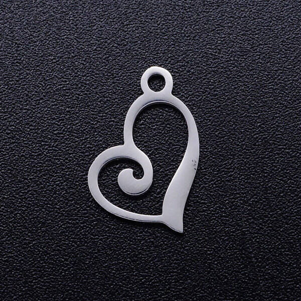 Tarnish Resistant 201 Stainless Steel Open Heart Charms