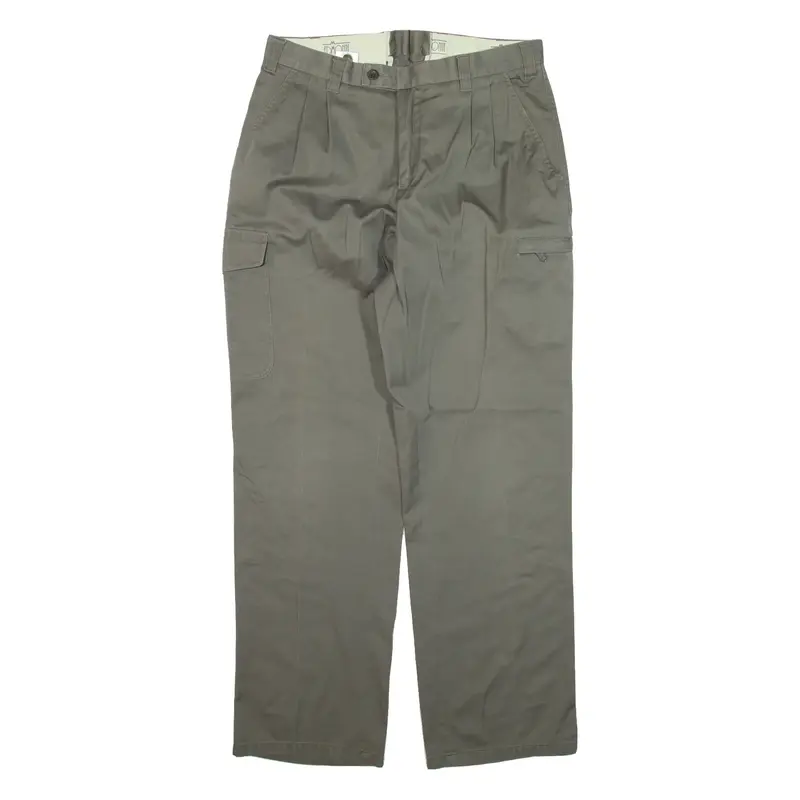 EDMONTE Cargo Trousers Green Relaxed Straight Mens W30 L30