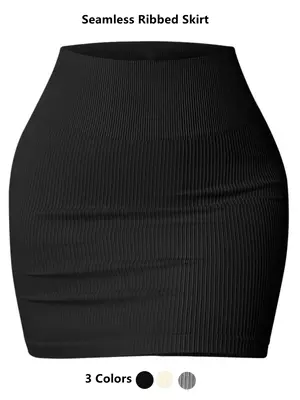 Women's Solid High Waist Sports Skirt, Fall Clothes, Casual Athletic Sporty Comfy Breathable Bodycon Comfortable Skirt for ...