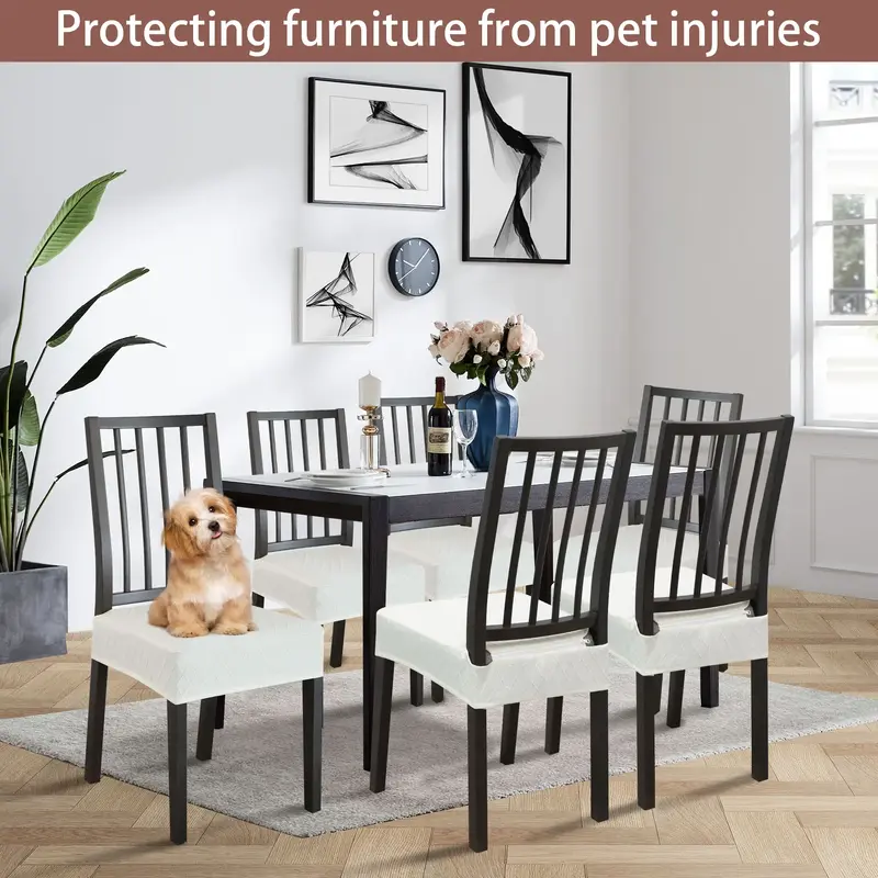 Dining chair covers, dining chair seat covers (two-piece, four-piece, six-piece), stretch jacquard kitchen chair covers, remo...