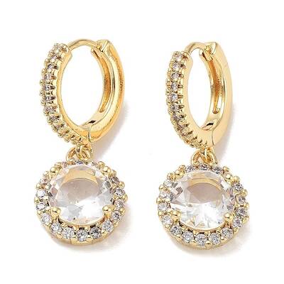 Real 18K Gold Plated Brass Dangle Hoop Earrings