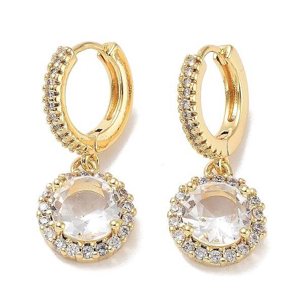 Real 18K Gold Plated Brass Dangle Hoop Earrings