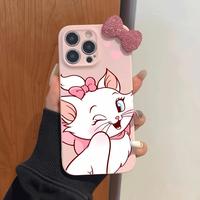 Cute Cat Pattern Phone Case with Bowknot Decor, Glitter Phone Protective Cover, Phone Accessory Compatible with iPhone 11 12 ...