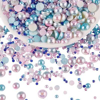 60g Resin patch multi size mixed pearl patch DIY jewelry accessories(2 bags)