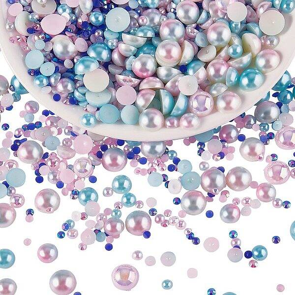 60g Resin patch multi size mixed pearl patch DIY jewelry accessories(2 bags)