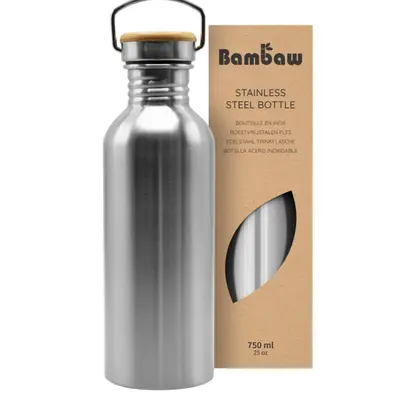 Bambaw Stainless Steel Water Bottle 750ml Steel Naturale