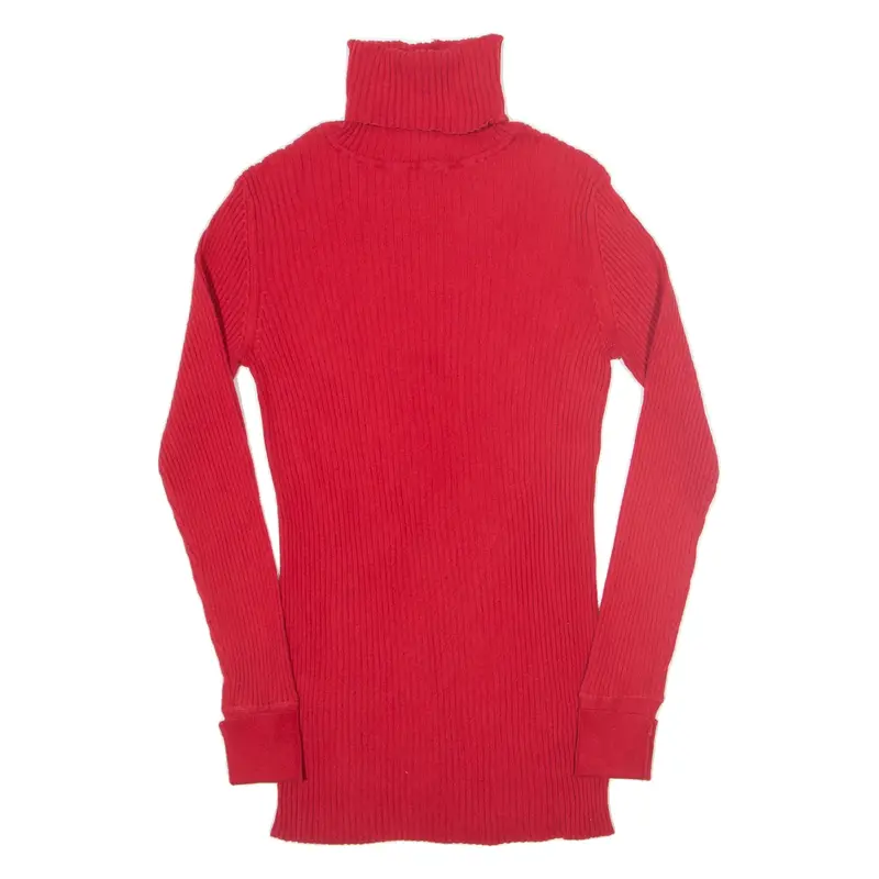 GAP Stretch Jumper Red Tight Knit Roll Neck Womens S