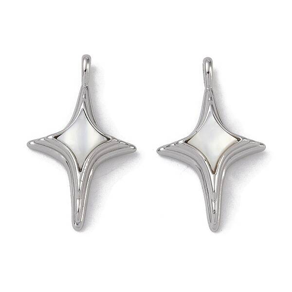 Brass Pave Shell Pendants