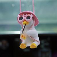 Cute Hanging Car Decoration for Summer, Cool Swinging Duck Car Decor Rearview Mirror Hanging Pendant, Cars Stuff, Cute Car Ac...