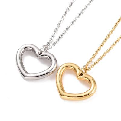 304 Stainless Steel Heart Pendant Necklace for Women