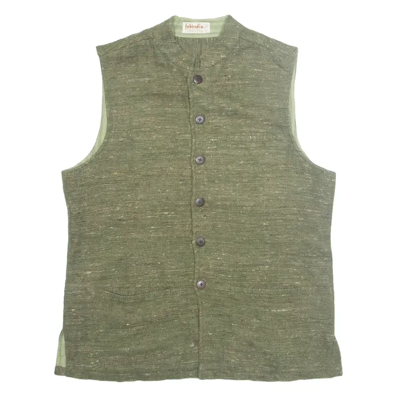 FABINDIA Mens Waistcoat Green M