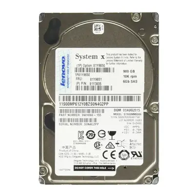 81Y9650 IBM 900GB 6Gb/s SAS 10000 2.5-inch 16MB Hard Drive