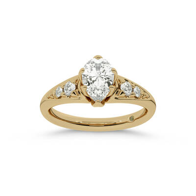 Lyon Tapered Pavé Pear Shape Lab Grown Diamond Engagement Ring | 10K Yellow Gold 3 1/4 CT. TW.