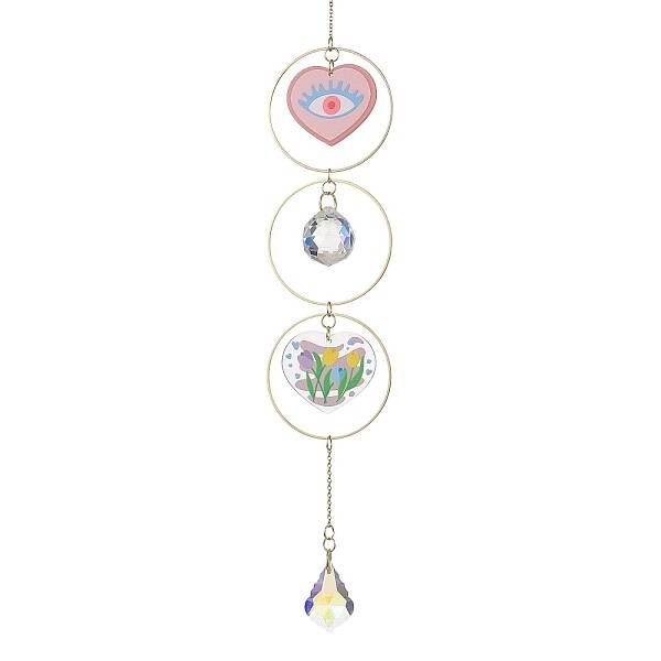 Heart Acrylic & Brass Ring Hanging Ornaments
