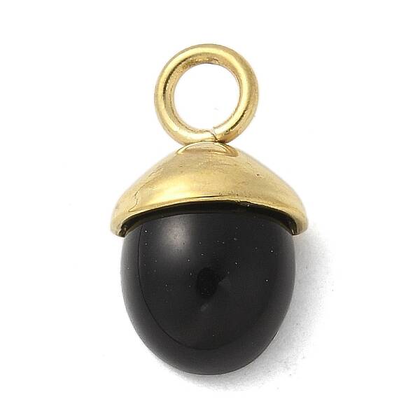 304 Stainless Steel Dyed Black Synthetic Turquoise Pendants