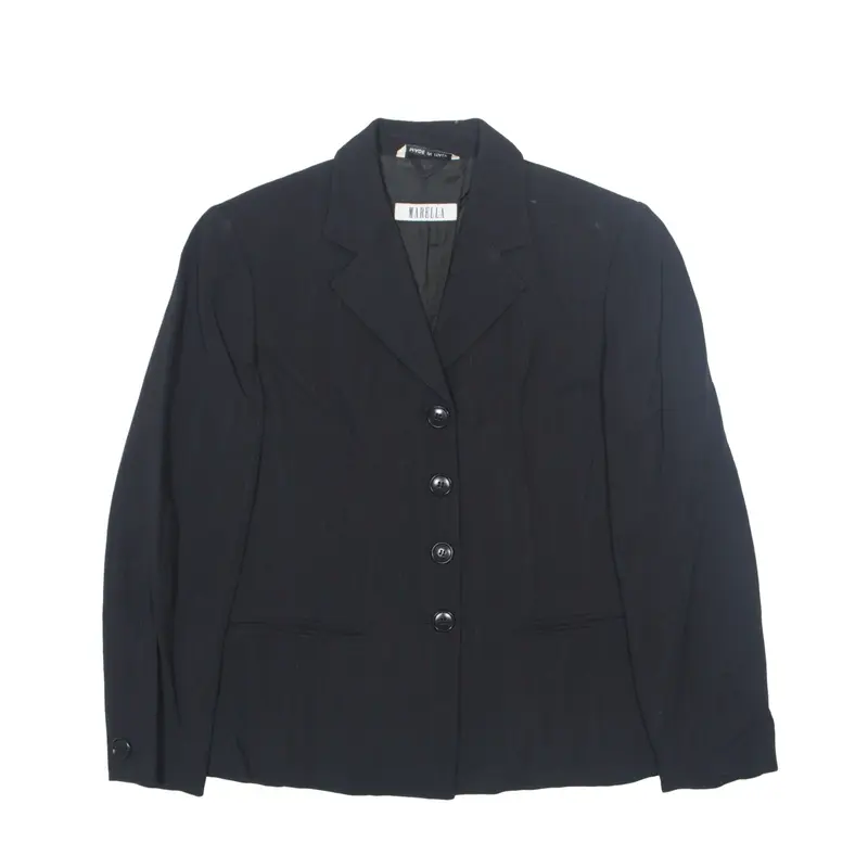 MARELLA Blazer Jacket Black Wool 90s Striped Womens UK 8