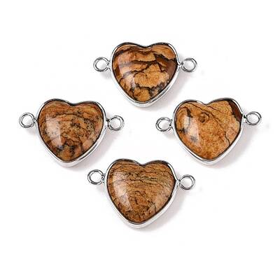 Natural Picasso Jasper Love Heart Pendants